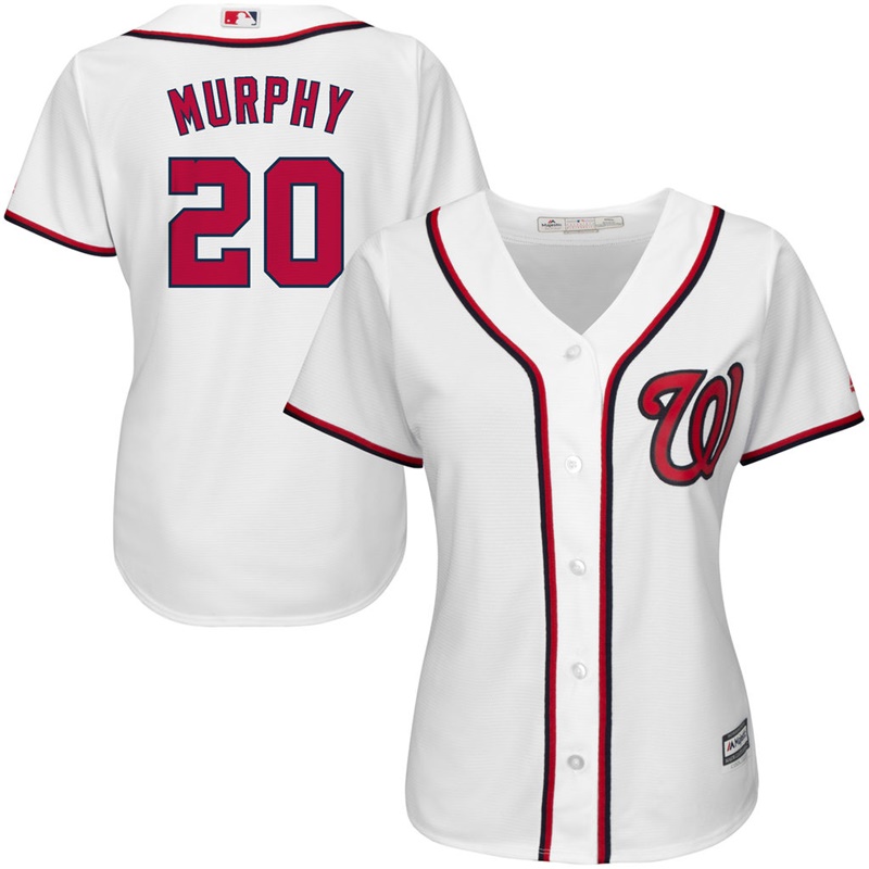 Women Washington Nationals #20 Daniel Murphy Home White Cool Base Jersey