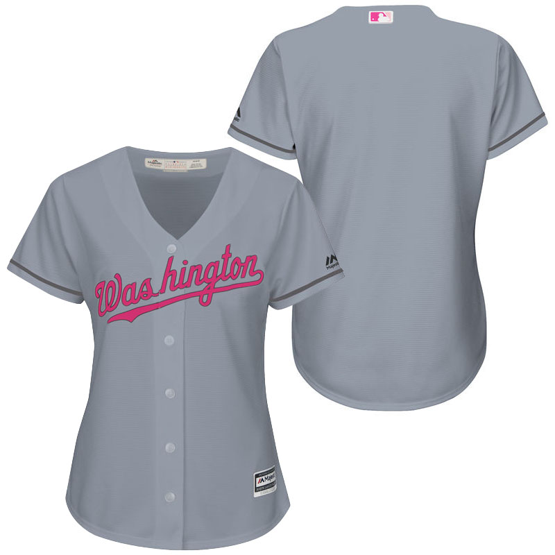 Women's Washington Nationals Gray Road 2016 Mother's Day Cool Base Team Jersey