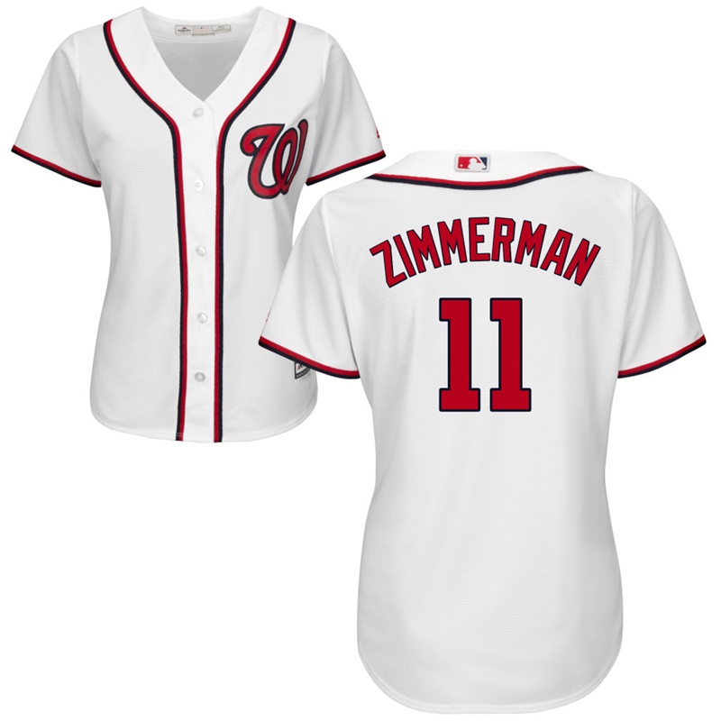 Women Washington Nationals #11 Ryan Zimmerman Home White Cool Base Jersey