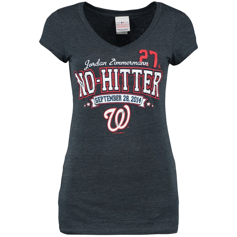 Women Washington Nationals Ryan Zimmerman Navy No-Hitter T-Shirt