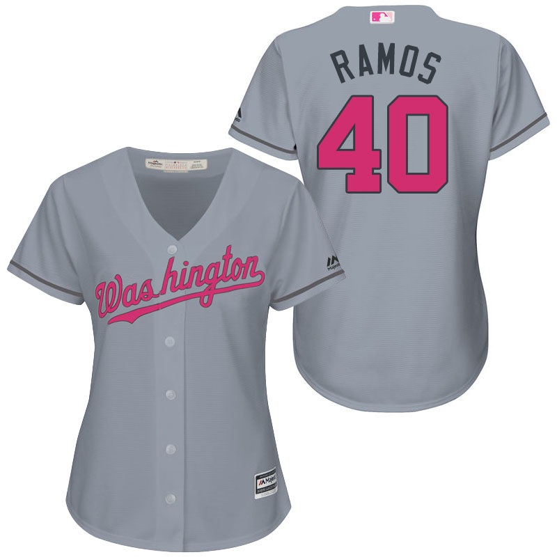 Women's Washington Nationals #40 Wilson Ramos Gray Road 2016 Mother's Day Cool Base Jersey