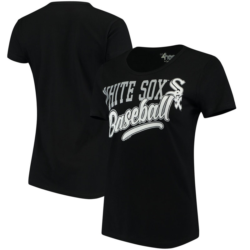 Women Chicago White Sox Endzone Fashion Black T-Shirt