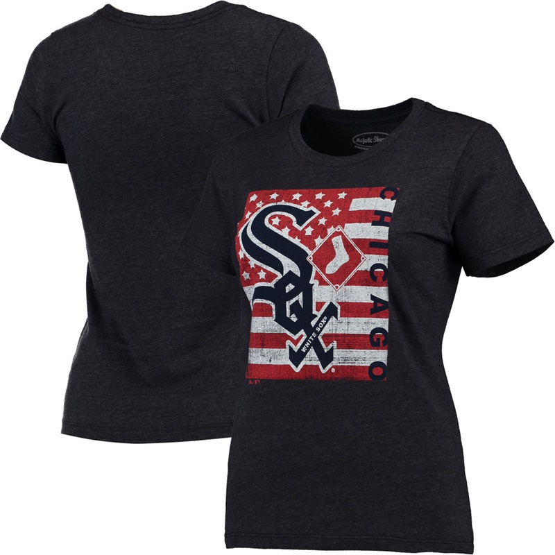 Chicago White Sox Navy Stars & Stripes Flag T-Shirt -  Women