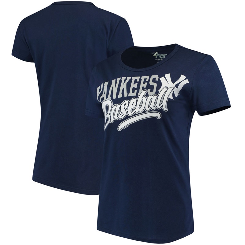 Women New York Yankees Endzone Fashion Navy T-Shirt