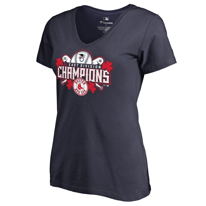 Womens 2016 AL East Division Champions Boston Red Sox Navy Captain T-Shirt