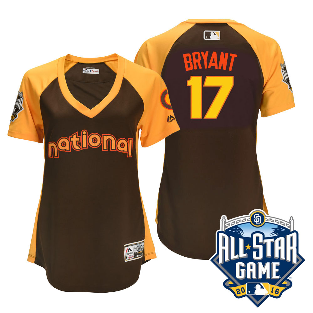 Women's 2016 MLB All-Star National Chicago Cubs #17 Kris Bryant Brown Home Run Derby Cool Base Jersey