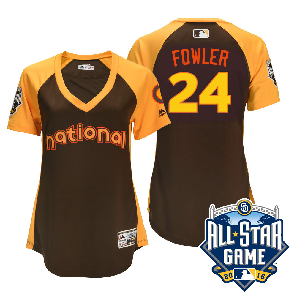 Women's 2016 MLB All-Star National Chicago Cubs #24 Dexter Fowler Brown Home Run Derby Cool Base Jersey