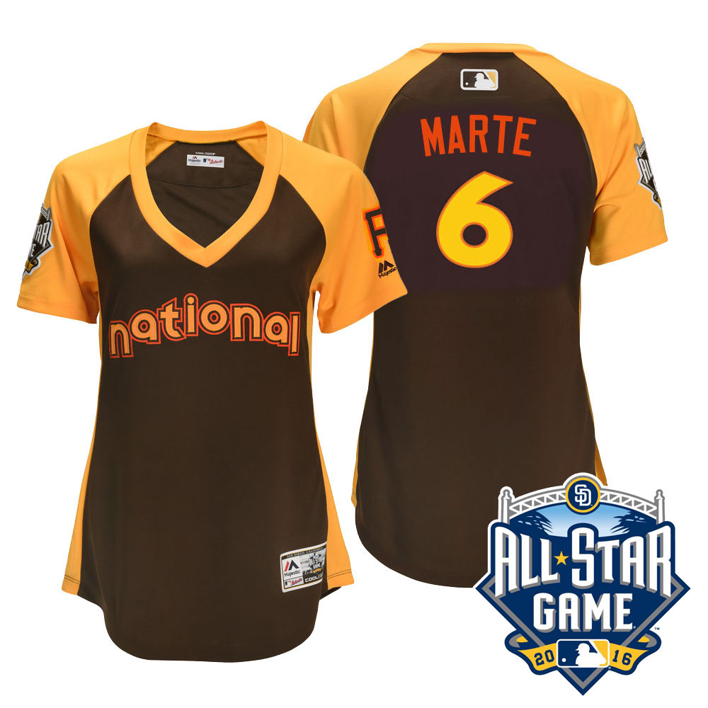 Women's 2016 MLB All-Star National Pittsburgh Pirates #6 Starling Marte Brown Home Run Derby Cool Base Jersey