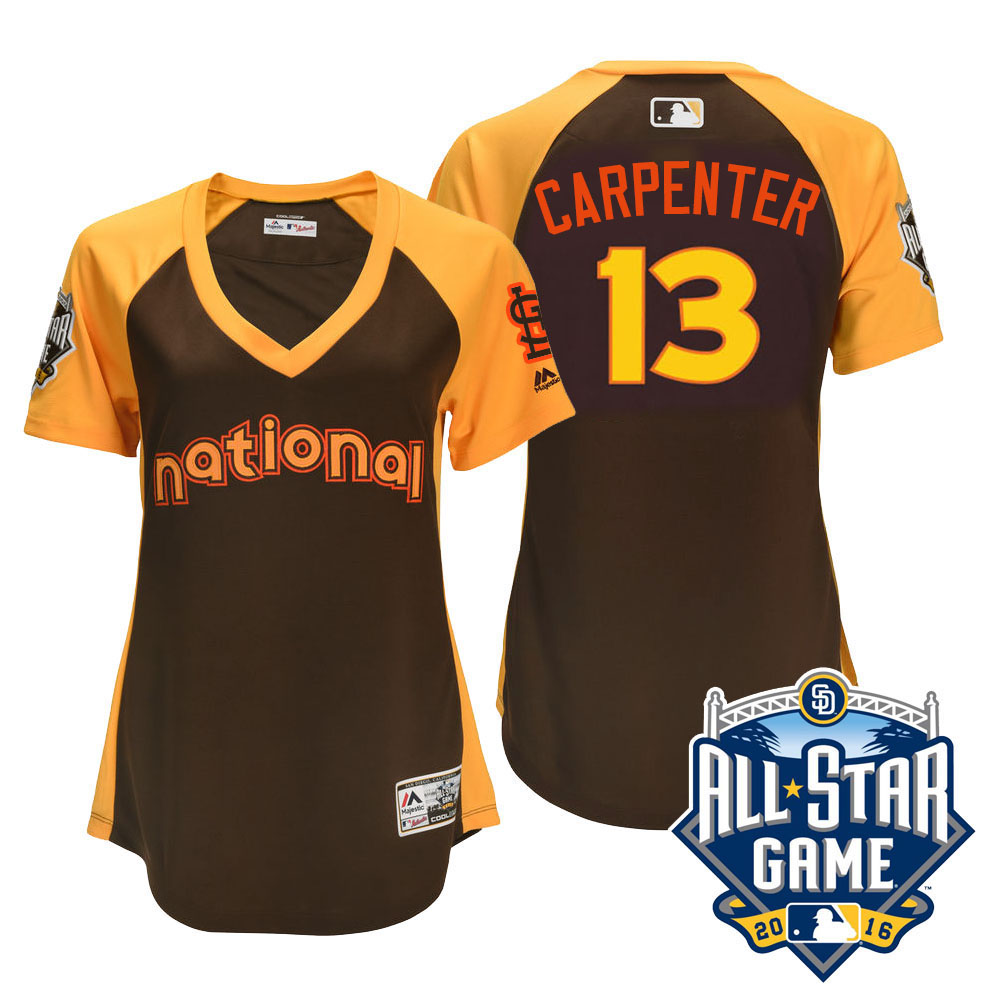 Women's 2016 MLB All-Star National St. Louis Cardinals #13 Matt Carpenter Brown Home Run Derby Cool Base Jersey