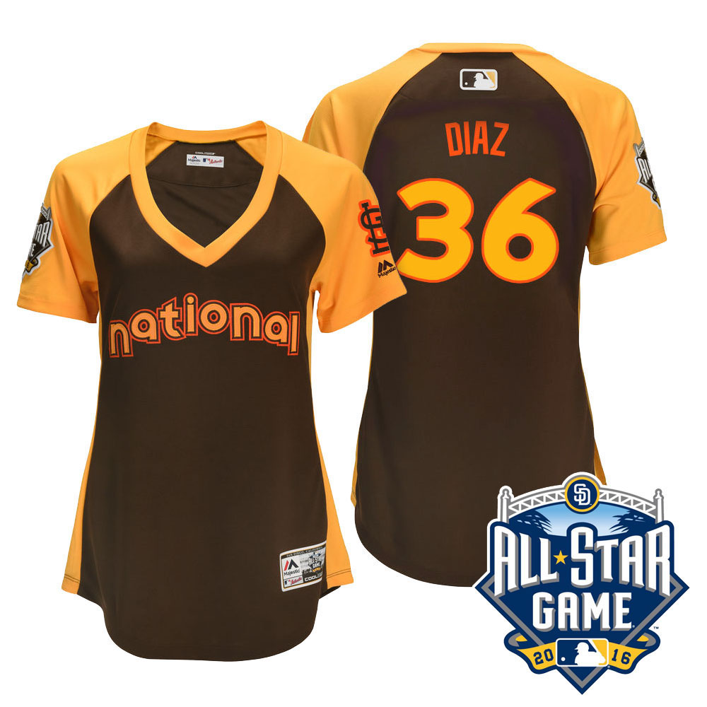 Women's 2016 MLB All-Star National St. Louis Cardinals #36 Aledmys Diaz Brown Home Run Derby Cool Base Jersey