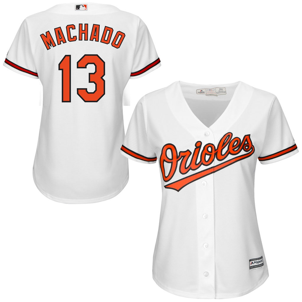 Women's Baltimore Orioles #13 Manny Machado Home White Cool Base Jersey