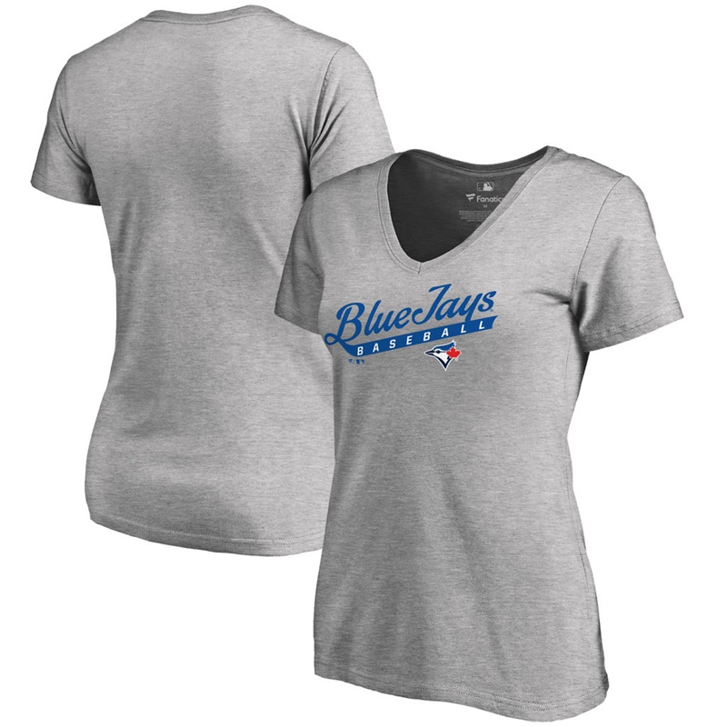 Womens Toronto Blue Jays Ash Slim Fit Frontsweep T-Shirt