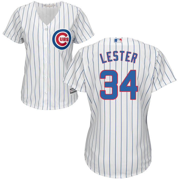 Women's Chicago Cubs Jon Lester #34 White Official Cool Base Jersey