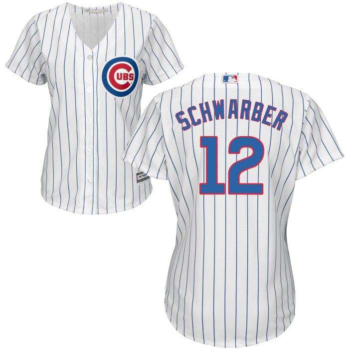 Women's Chicago Cubs Kyle Schwarber #12 White Official Cool Base Jersey