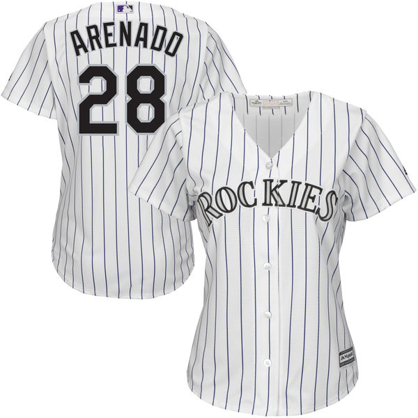 Women's Colorado Rockies Nolan Arenado #28 White Baseball Cool Base Jersey