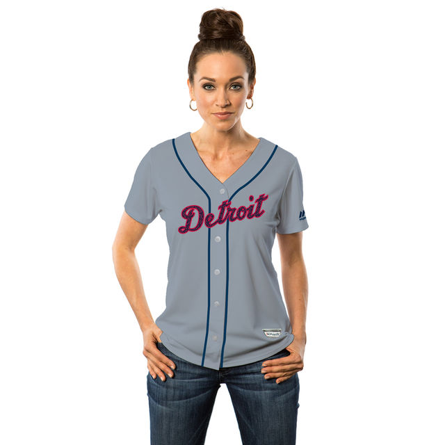 Women's Detroit Tigers Gray 2016 Independence Day Stars & Stripes Cool Base Jersey