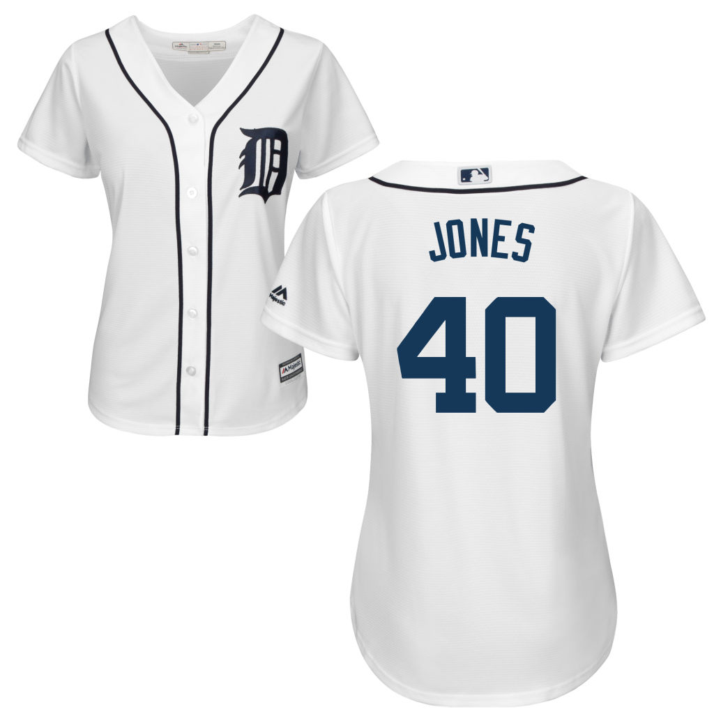 Women's Detroit Tigers #40 JaCoby Jones Home White Cool Base Jersey