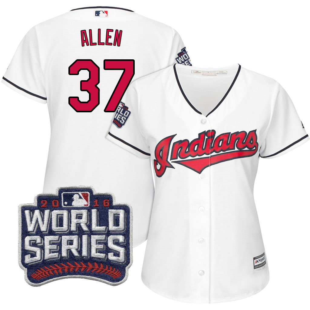 Women's Cleveland Indians Cody Allen #37 White 2016 World Series Bound Cool Base Jersey