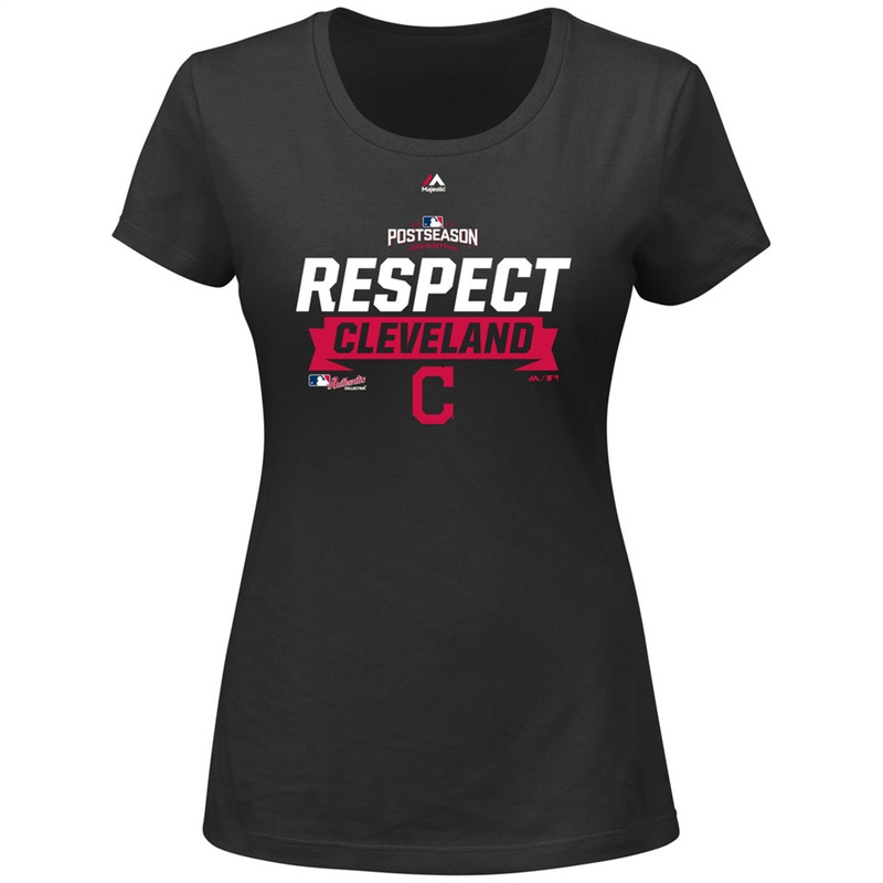 Womens Cleveland Indians Black 2016 Division Series Clincher Respect T-Shirt