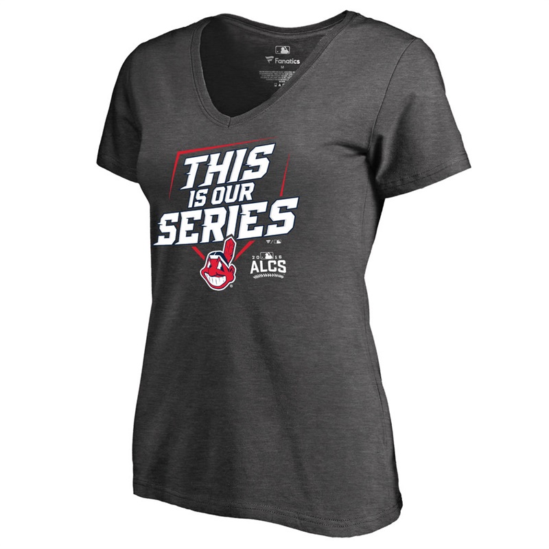 Womens Cleveland Indians Gray 2016 League Championship Series Participant T-Shirt