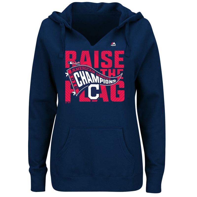 Womens Cleveland Indians Navy 2016 American League Champions Pullover Hoodie