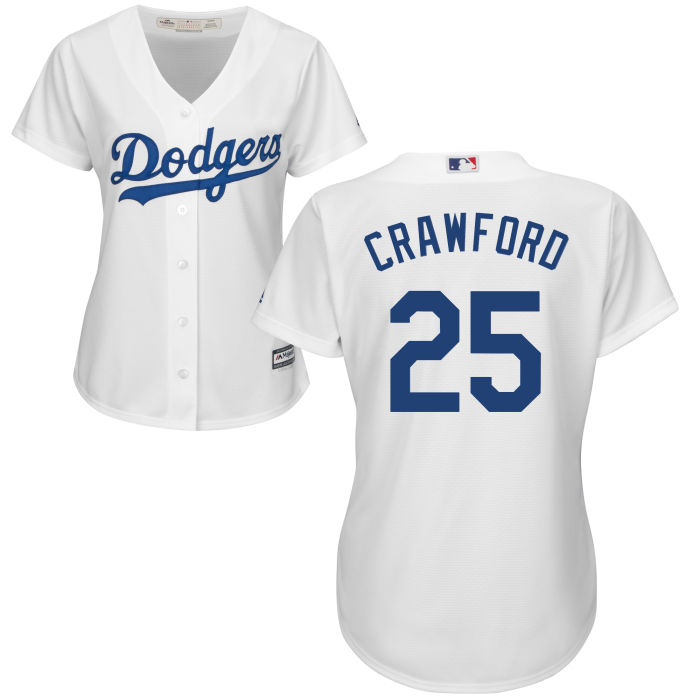 Women's Los Angeles Dodgers Carl Crawford #25 White Official Cool Base Jersey