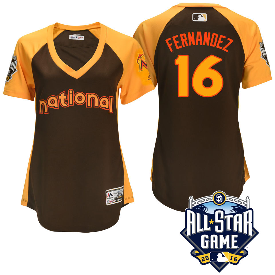 Women's 2016 MLB All-Star National Miami Marlins Jose Fernandez #16 Brown Home Run Derby Cool Base Jersey