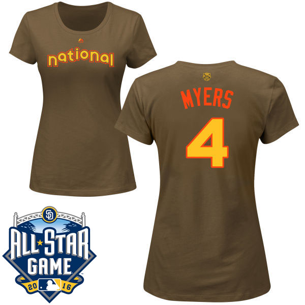 Women's National League 2016 MLB All-Star Game Brown San Diego Padres #4 Wil Myers T-Shirt