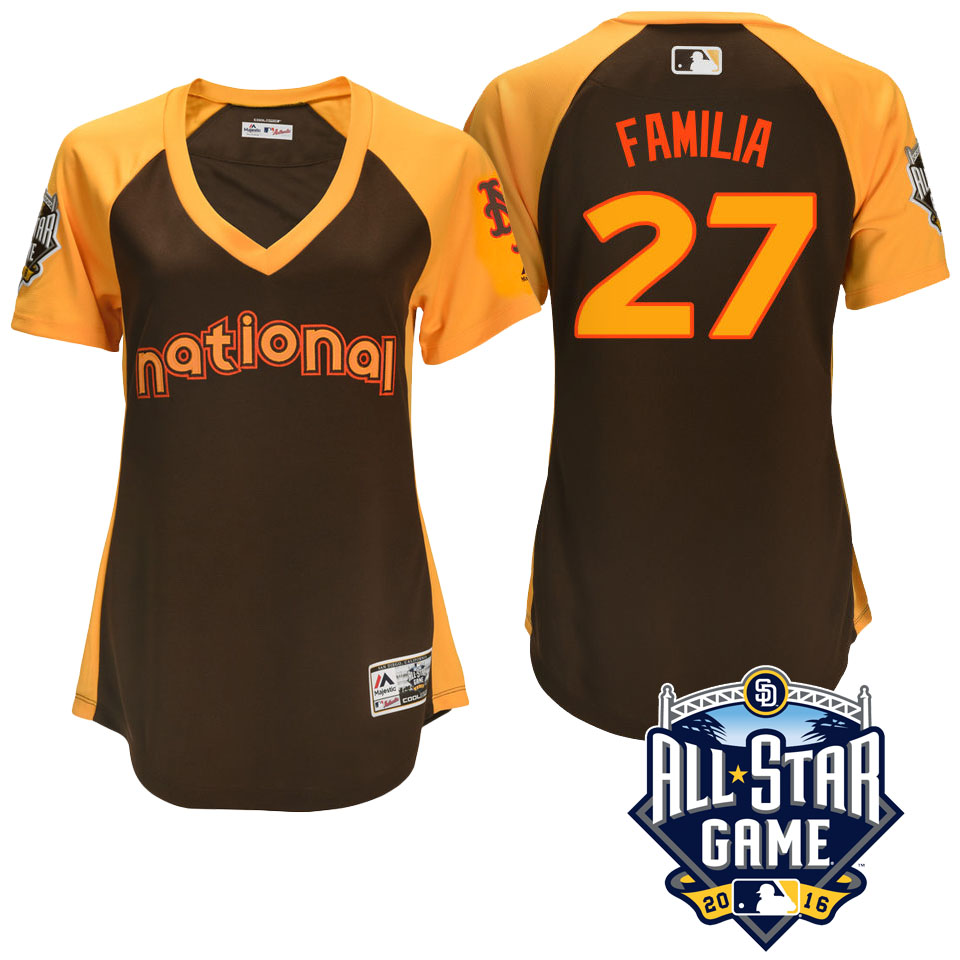 Women's 2016 MLB All-Star National New York Mets Jeurys Familia #27 Brown Home Run Derby Cool Base Jersey