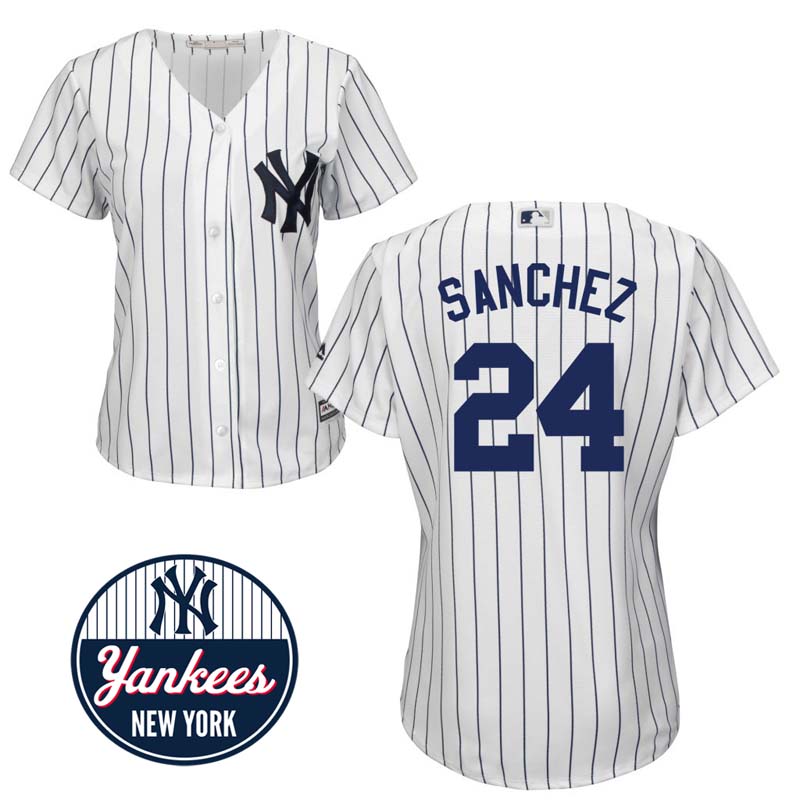 Women's New York Yankees #24 Gary Sanchez Home White Cool Base Jersey