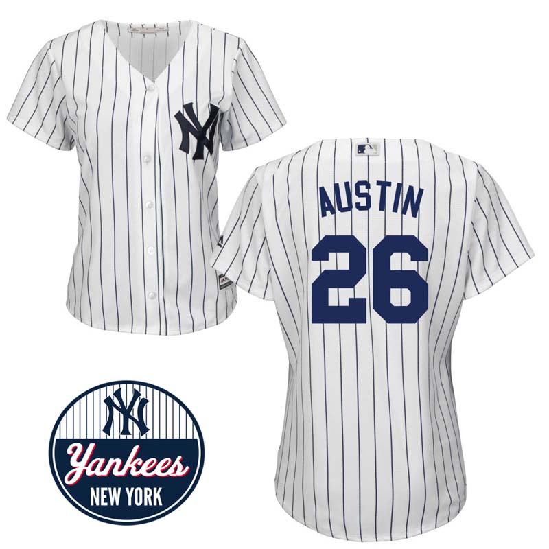 Women's New York Yankees #26 Tyler Austin Home White Cool Base Jersey