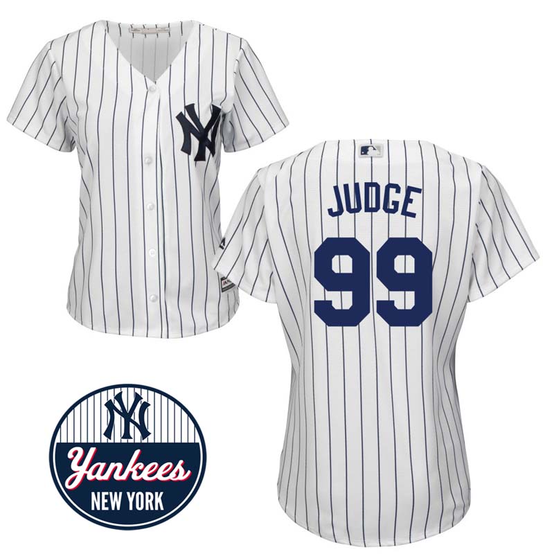 Women's New York Yankees #99 Aaron Judge Home White Cool Base Jersey