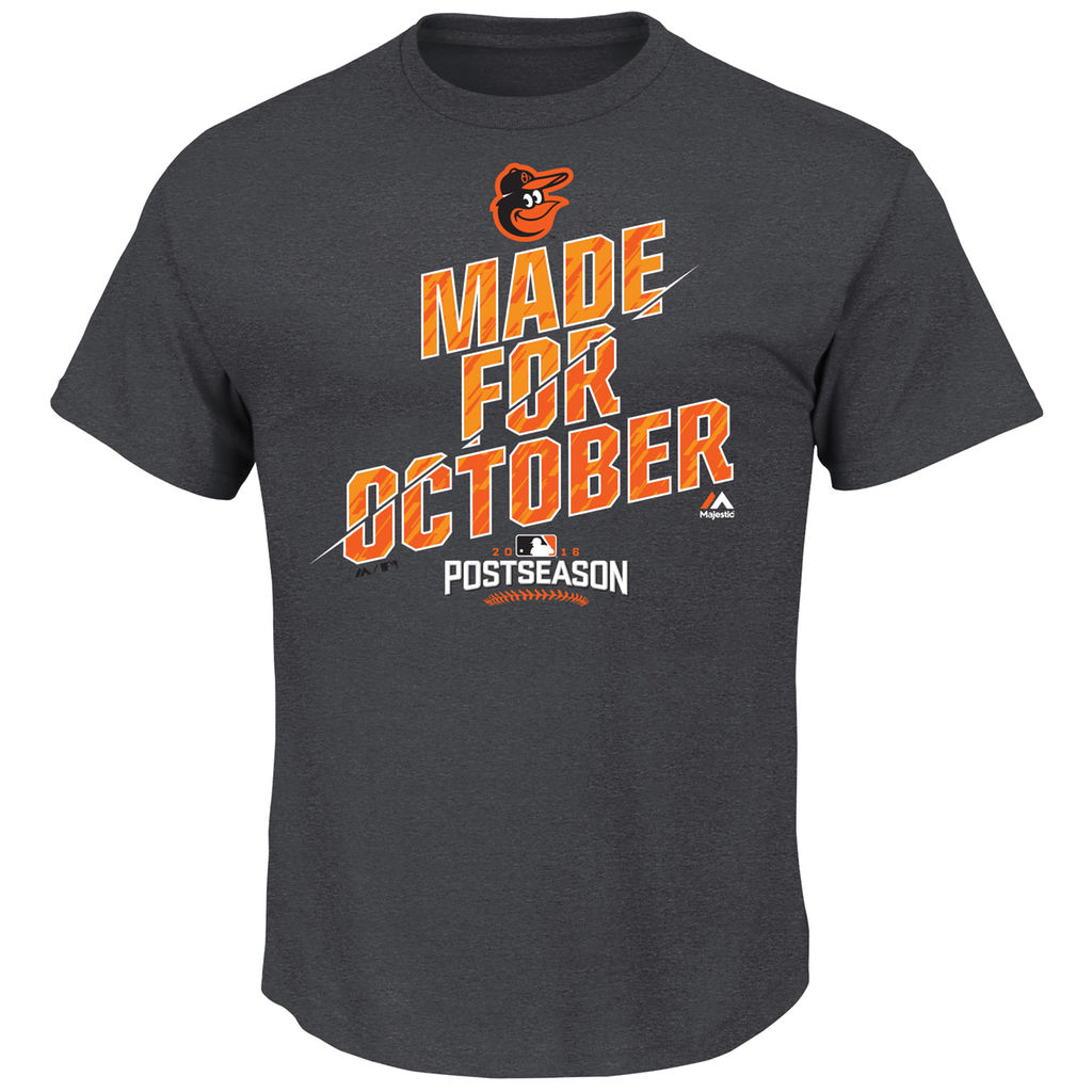 Womens 2016 Postseason Wild Card Clinch Baltimore Orioles Charcoal Made for October T-Shirt