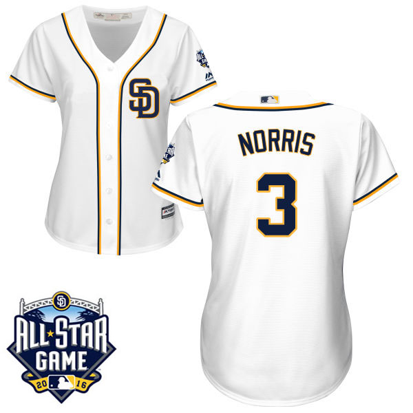 Women's San Diego Padres #3 Derek Norris Majestic White 2016 All-Star Patch Authentic Cool Base Jersey