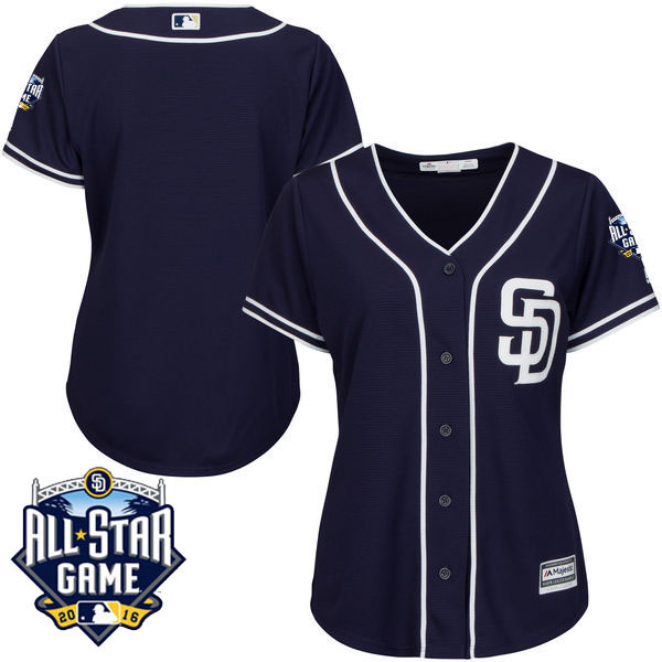 Women's San Diego Padres Majestic Navy 2016 All-Star Patch Authentic Cool Base Jersey