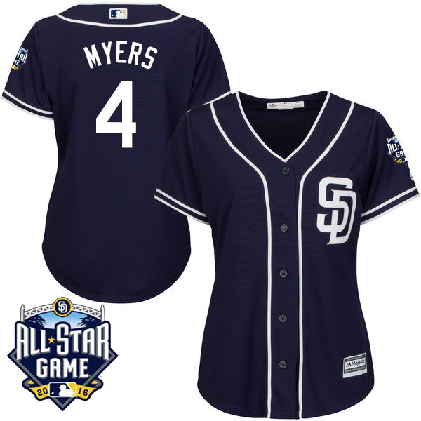 Women's San Diego Padres #4 Wil Myers Majestic Navy 2016 All-Star Patch Authentic Cool Base Jersey