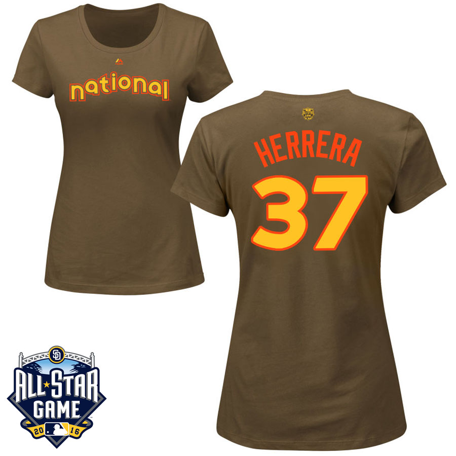 Women's Philadelphia Phillies Odubel Herrera #37 Brown 2016 MLB All-Star Game National League Name & Number T-Shirt