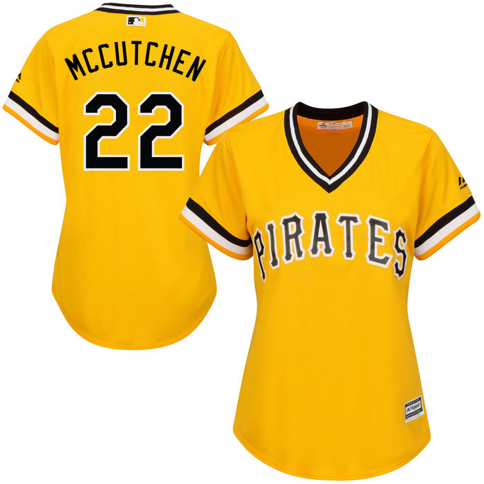 Women's Pittsburgh Pirates Andrew McCutchen #22 Gold Official Throwback Cool Base Jersey