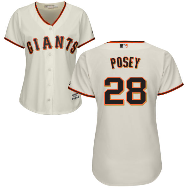 Women's San Francisco Giant Buster Posey #28 Cream Baseball Cool Base Jersey