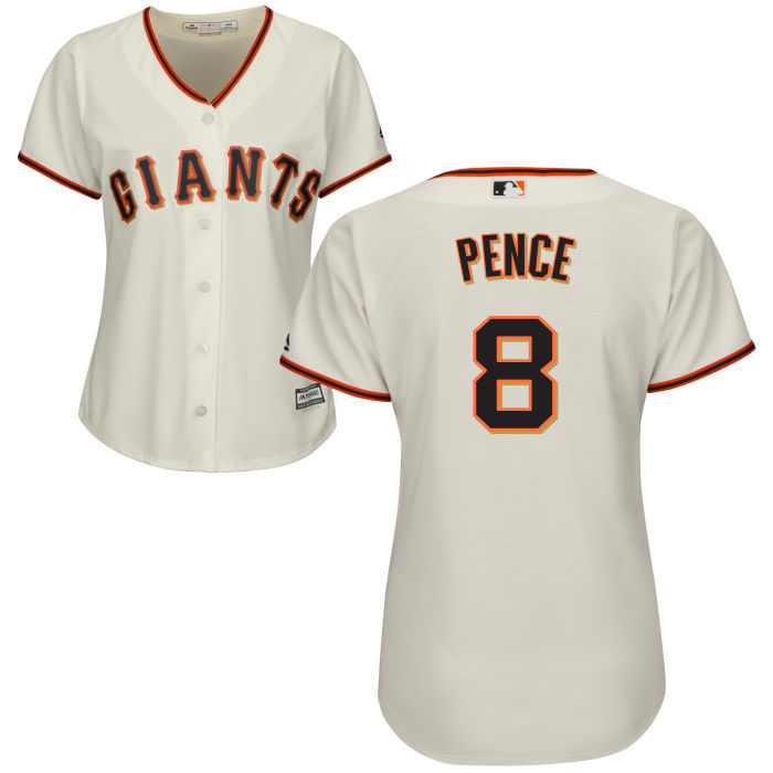 Women's San Francisco Giants Hunter Pence #8 Cream Official Cool Base Jersey