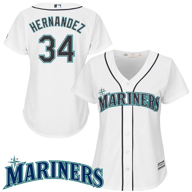 Women's Seattle Mariners #34 Felix Hernandez White Cool Base Jersey