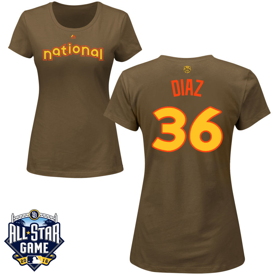 Women's St. Louis Cardinals Aledmys Diaz #36 Brown 2016 MLB All-Star Game National League Name & Number T-Shirt