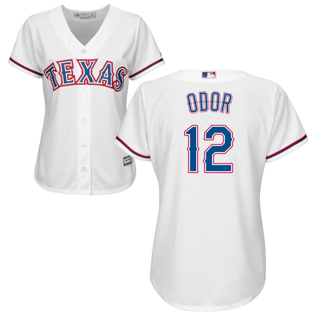 Women's Texas Rangers #12 Rougned Odor Home White Cool Base Jersey