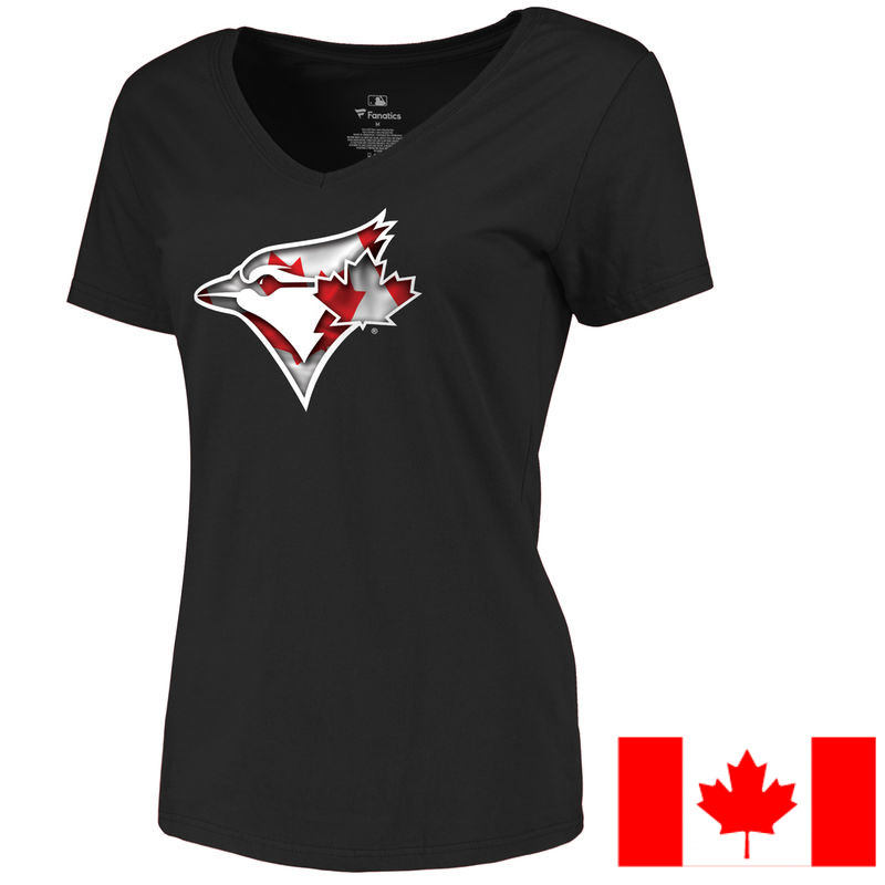 Women's Toronto Blue Jays Black 2016 Canada Day Authentic Team T-Shirt