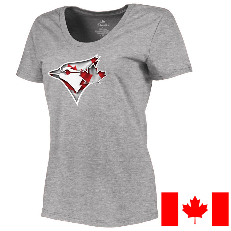 Women's Toronto Blue Jays Gray 2016 Canada Day Authentic Team T-Shirt