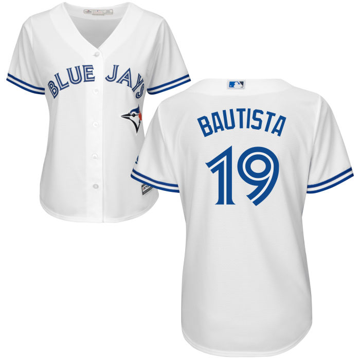 Women's Toronto Blue Jays Jose Bautista #19 White Official Cool Base Jersey