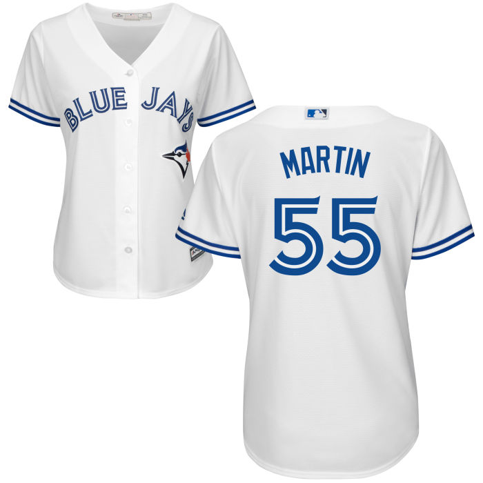 Women's Toronto Blue Jays Russell Martin #55 White Official Cool Base Jersey