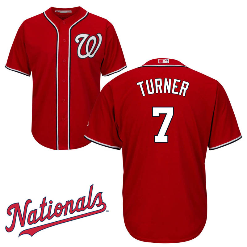 Trea Turner #7 Washington Nationals Alternate Red Cool Base Jersey