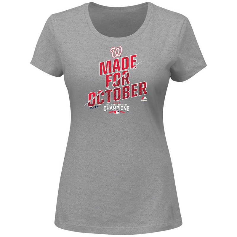 Womens 2016 NL East Champions Washington Nationals Gray Made for October T-Shirt