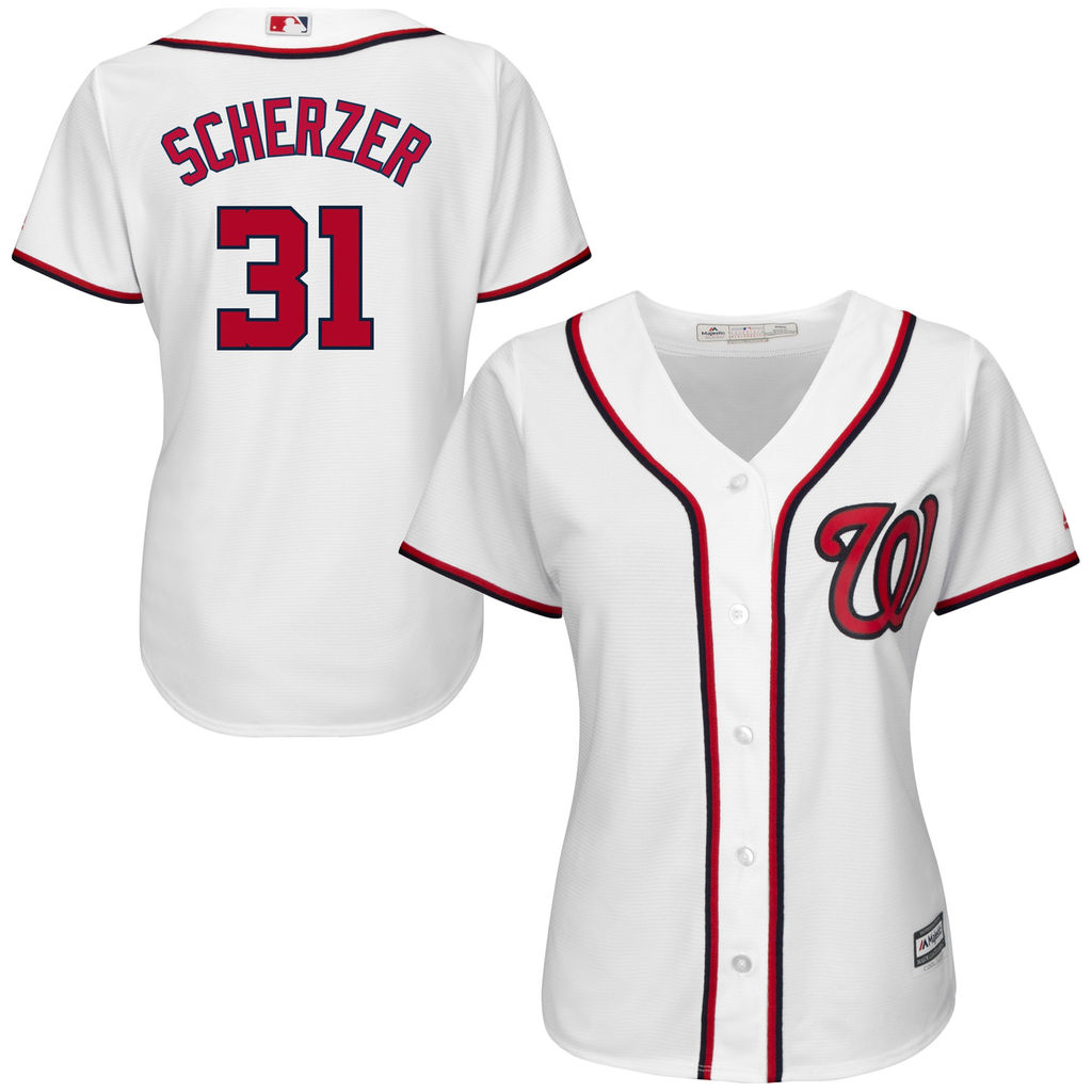 Women's Washington Nationals #31 Max Scherzer Home White Cool Base Jersey